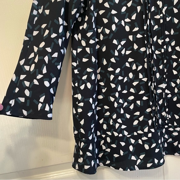 MaxMara long sleeve tunic ruffled pin tuck geometric print size 2 - Picture 7 of 14